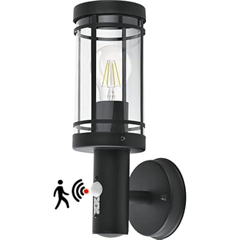 Applique exterieur avec detecteur de mouvement,Noir Acier inoxydable luminaire exterieur,IP44 Etanche Lampe murale Pour Garage, Cour, Jardin (1/5)