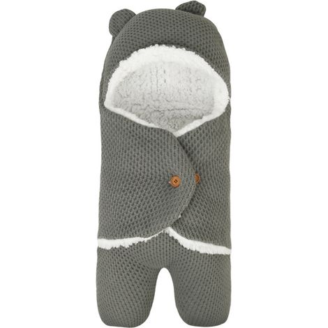 Neugeborenen-Schlafsack für Herbst/Winter, Anti-Kick-Decke für Babys, warmer Schlafsack für Kinderwagen, Hellgrau (1/4)