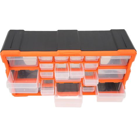 22 tiroirs de rangement en plastique pour outils, vis et petites pièces, idéal pour l'atelier de bricolage. (1/5)