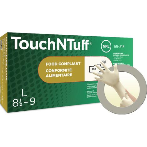 Ansell TouchNTuff 69318060 100 St. Naturlatex Einweghandschuh Größe (Handschuhe): XS, 5.5, 6 EN 2142 (1/2)