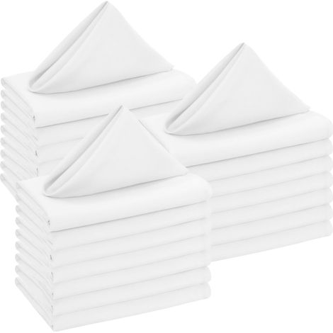 Cloth Napkins (43 x 43 cm) Bulk Pack of 24 White, 100% Polyester Dinner Napkins with Hemmed Edges, Washable, Ideal for Parties, Weddings and Dinners (1/5)