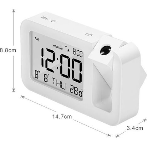 Ceiling Projector Alarm Clock, Digital Alarm Clock with Indoor Temperature, 4 Adjustable Projection Brightness Levels, 12/24H Timer for Office