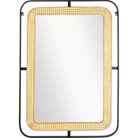 Specchio decorativo da parete in stile bohémien vintage in metallo e vetro
