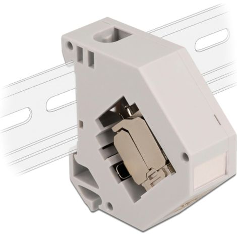 Hutschienenadapter avec Keystone-Modul RJ-45  Cat.6a LSA Verwendung: Embout eines Patchkabels an einer 35mm Hutschiene