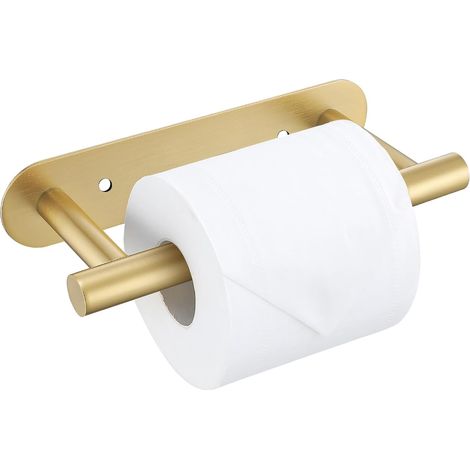 Toilettenpapierhalter in gebürstetem Gold, verbesserter Toilettenpapierhalter aus Edelstahl SUS304, moderner, wandmontierter Toilettenpapierhalter mit Doppelfuß, geeignet für Badezimmer, Küchen und To