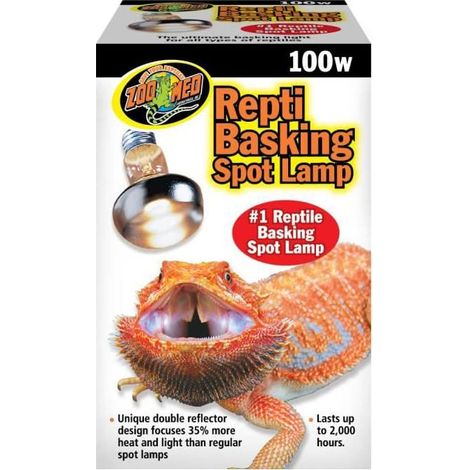 Zoo Med Repty Basking Spot Lamp - Lampada per terrari e rettilari diurna, 100 Watt, UVA, lampadina per rettili, tartarughe, rane e piante da terrario, con parabola interna (1/2)