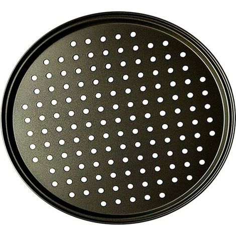 Punch Pizza Pan Acier Au Carbone Plat Four Perforé Multi-Usages Plaque à Pizzac Anti-adhérent Plaques à Pizza Utilisée pour Pâtisserie, La Pizza, Le Gâteau, Les Sandwichs, Saucisse, Galettes (1/5)