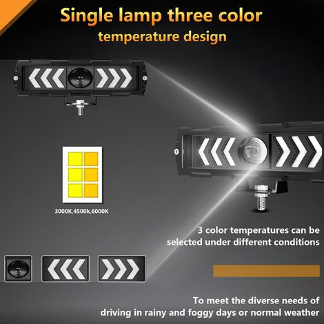 Zoll (15 cm) LED-Arbeitsscheinwerferleiste mit wasserdichten Nebelscheinwerfern und Tagfahrlicht (DRL) für Jeep, Auto, LKW, Boot, UTV, Quad und Motorrad. (1/5)
