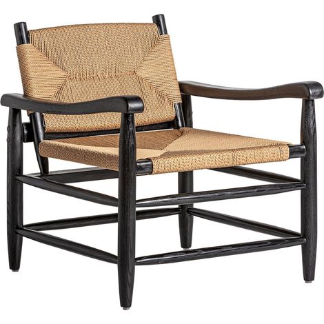 Fauteuil Art Déco Dalvik noir et bois - Noir chic avec nuances de bois naturel (1/5)
