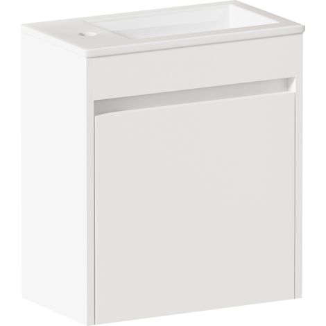 Mobile bagno sospeso 46x26x51,5 cm bianco in MDF e ceramica con lavabo integrato - CHICFURN (1/5)