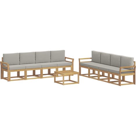 Ensemble de canapés d'extérieur 9 pc Blanc et gris clair vidaXL (1/5)