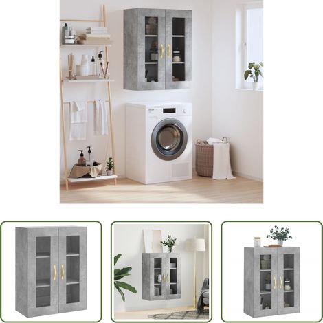 Holzschrank - Wandschrank Betongrau 69,5x34x90 cm (1/5)