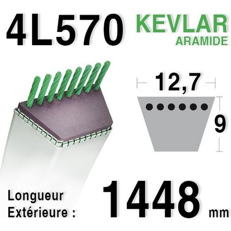 Courroie 4L570 - 4L57 MTD 754124 - 90-47-308 JOHN DEERE m43489 - m47770 STAUB 519003581 - 30121 (1/3)