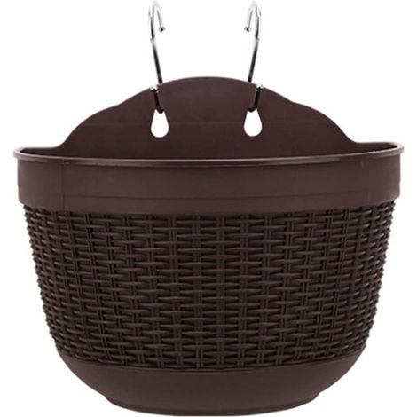Jardinière murale suspendue tressée, marron, demi-ronde en résine, décoration intérieure et extérieure (1/3)