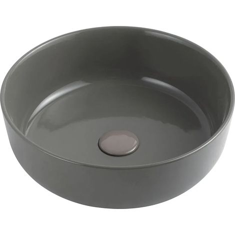 Lavabo da appoggio grigio cemento tondo 33 cm in ceramica Zelos (1/3)