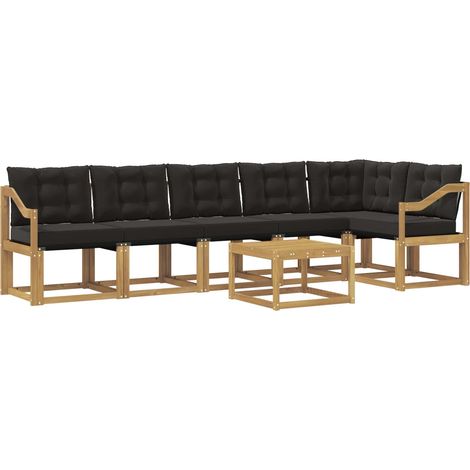 Set di divani da esterno con cuscino 7 pcs Bianco e Nero vidaXL