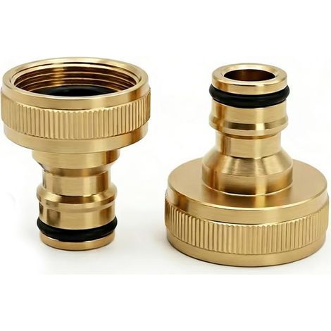Set mit 2 Gartenschlauchverbindern, 1"-Innengewinde, Wasserhahnanschlüsse für Gardena, Messing-Wasserhahnadapter für Garten, Küche und Außenbereich (1/5)