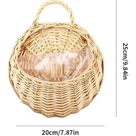 (M) Jardinière murale en rotin tressé à la main, panier en rotin tressé, support pour plantes grimpantes, pot de jardin, jardinière murale (1/4)