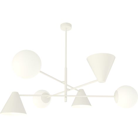 Plafoniera Moderna Industrial Hermes 6 Luci Bianco (1/5)