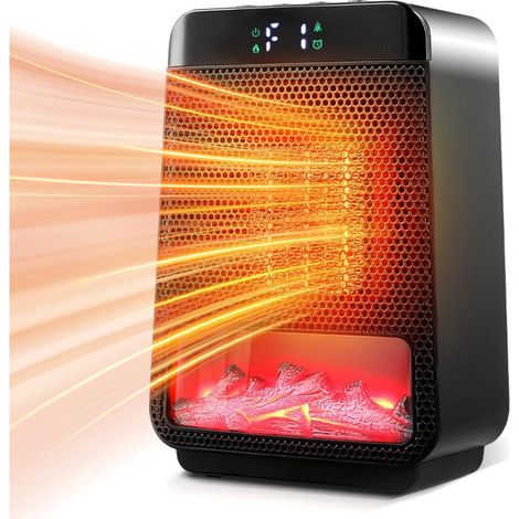 Chauffage d'Appoint, Chauffage Electrique Soufflant Radiateur Soufflant Salle de Bain, d'une Vraie Cheminée Minuterie 1-8H, Mode éco, Chauffage Céramique PTC Rapide de 1500 W en Toute Sécurité