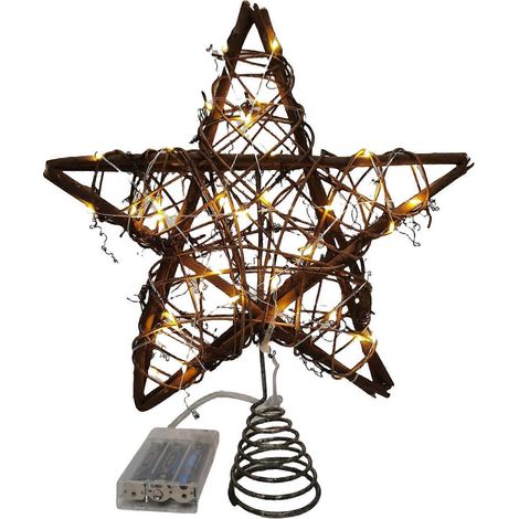 LED-beleuchtete Sternenbaum-Dekorationen, einzigartige Sternenbaumspitzen mit warmgelben LEDs für festlichen Weihnachtszauber (1/5)