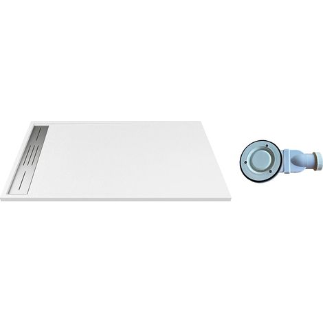 Piatto per doccia da posare o da a incasso 160 x 90 cm in Resina con sifone Bianco - LYROSA (1/5)