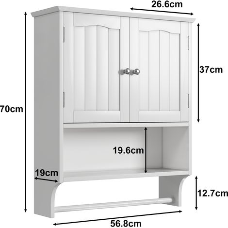 Armoire murale blanche salle de bain pour serviettes et pharmacie,2 étagères ajustables,adaptée à buanderie et espace sanitaire.