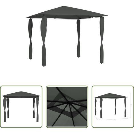 vidaXL Toiture extérieur -  Belvédère à revêtement de poteaux 3x3x2,6 m Anthracite 160 g/m² (1/5)