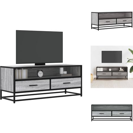Meuble TV sonoma gris 100x34,5x40 cm bois d'ingénierie et métal - Meuble TV - Meubles TV - Banc TV - Buffet TV (1/5)