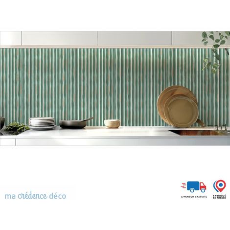 Crédence : Verticale Ondulée Vert Clair - Alu composite - 60 - 120 (1/3)