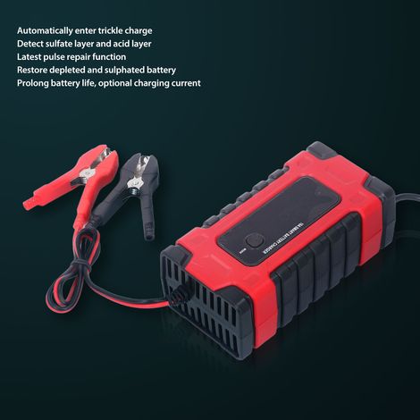 Chargeur de batterie 12V/24V pour calcium, gel, AGM, plomb-acide, écran LCD intelligent, réparation portable, entrée AC 100-240V, prise UE (1/5)
