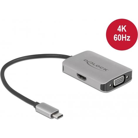 Delock Divisor USB Type-Câ¢ (Modo DP Alt)  1 x HDMI + 1 x salida de VGA