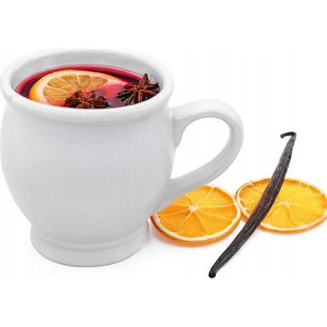 Steingutbecher 250 ml für Glühwein, ideal als Geschenk, WEISS (1/5)
