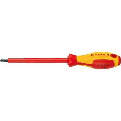 KNIPEX 98 25 03 Giravite per elettricisti per viti con impronta a croce Pozidriv® impugnatura isolante, in materiale bicomponente, collaudato VDE brunita 270 mm