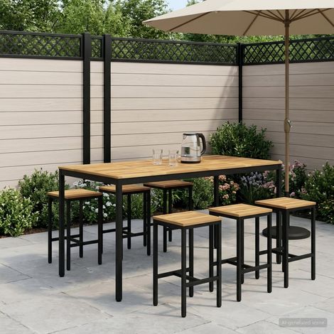 vidaXL Mesa de Bar para Jardín Blanco y Negro 196 x 100,5 x 105 cm (1/5)