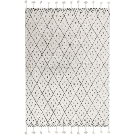 Teppich AGADIR Cremeweiß 160 x 230 cm Baumwolle