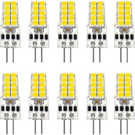 Lot de 10 ampoules LED G4 AC/DC 12-24 V 3 W, 20 LED, angle de diffusion de 360°, remplace les ampoules halogènes de 30 W - B (1/5)