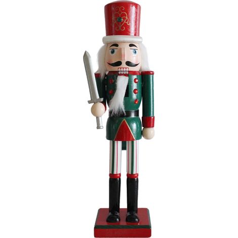 Cascanueces de Navidad Rebecca Mobili Renge 35x8x10 Madera Verde Rojo Clásico