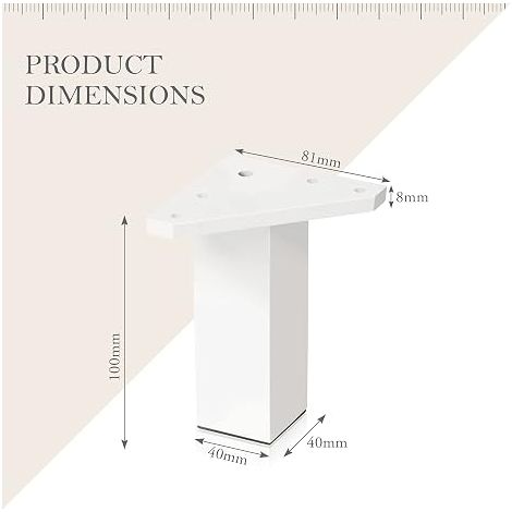 Lot de 4, Pieds pour Meubles Blancs, Vis Incluses, Pieds DIY en Résine ABS pour Tables, Meubles de Salle de Bains, Couleur Blanc, en Plastique, Surface qui se nettoie sans laisser de traces (1/5)