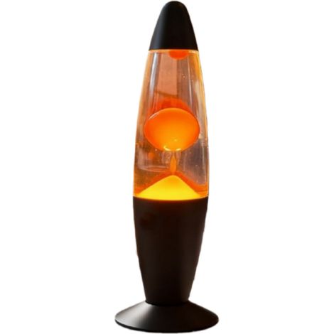 Lavalampe – Stimmungsbeleuchtung mit Flüssigkeitseffekt und orangefarbenem Licht – Retro-Art-Deco-Design mit glänzender Aluminiumoberfläche – 1 Stück – Für Wohn- oder Schlafzimmer – Schwarz (1/5)