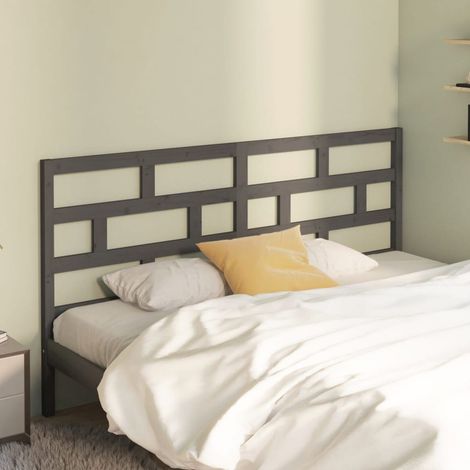 Tête de lit Gris 186x4x100 cm Bois massif de pin (1/5)