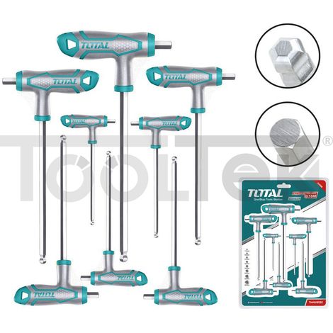 CHIAVI ESAGONALI A T 2-10mm SET 10pz END BALL TESTA TONDA TOTAL