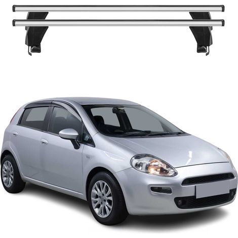 OMAC Dachträger Querträger Alu für Fiat Punto Evo 2009-2012 3Tür – Abschließbar – T-Nut – City-Crash-getestet – Max. 50 kg Silber (1/5)