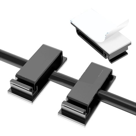 Support de câble auto-adhésif, organisateur de câbles de bureau simple pour le rangement des fils, noir RQ2613 (1/5)