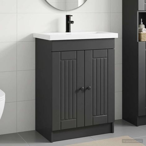 vidaXL Badezimmermöbel-Set Schwarz 78,5 x 37,5 x 81 cm Holzwerkstoff (1/5)