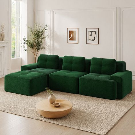Modulares Sofa aus Cord mit Tiefsitz 74 cm Grün OKMYHOME (1/5)