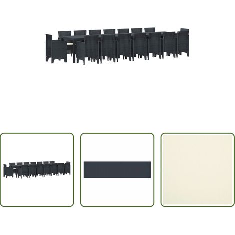 Gartenstühle -  Garten-Esszimmergarnitur mit Kissen 17 pcs Anthrazit PP (1/5)