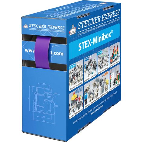STEX24 Schrumpfschlauch 2:1, Minibox mit 7,0m, violett 12,7/6,4mm, 1/2 Zoll, WSB2 Schrumpftemperatur mind. 70°C, vollständig bei mind. 100°C - 1 Stück (1/2)