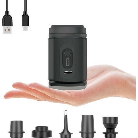 Pompe à air électrique rechargeable - Dispositif de gonflage pratique pour matelas pneumatiques, bateaux gonflables et piscines - Mini pompe rapide avec 5 accessoires pour matelas et bouées (1/5)