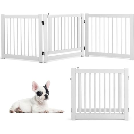 3 Panel Wooden Folding Pet Gate Expandable Dog Puppy Safety Fence Freestanding (1/5)